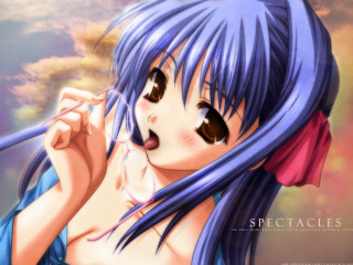 Blue haired girl sky smoking - a cigarette free wallpaper for desktop