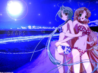 Moonlight beach anime girls sparkle - the wall free wallpaper for desktop
