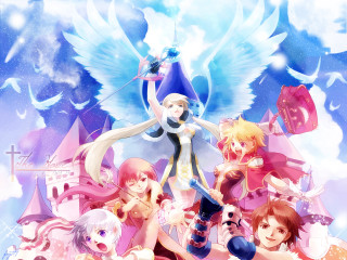 Angelic castle fantasy girls wings - angel free wallpaper