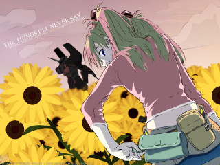 Girl sunflower field anime quote - a field of sunflowers free wallpaper