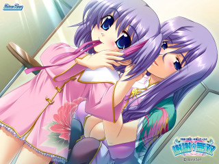 Purple hair sisters blush dutch - fei danxu free wallpaper