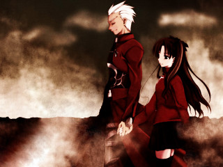 Twinanimefield clouds darksky ufotable archer - a dark sky in the background free wallpaper