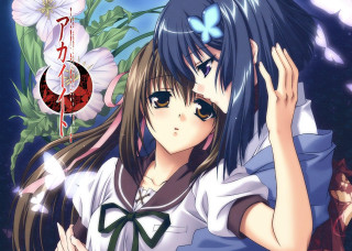 Girl butterfly night manga kyoto - long hair and a bow tie free wallpaper