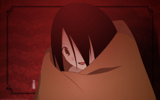 Woman blanket red room anime - a red wall behind her free wallpaper