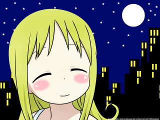 Girl green hair fullmoon night - nighttime free wallpaper