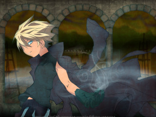 Blonde blue eyed gothic anime - a stone wall free wallpaper for desktop