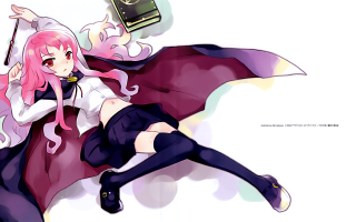 Pink haired girl flying cape - a book free wallpaper