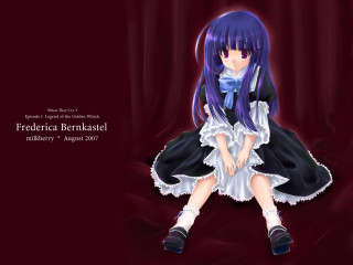 Purple haired girl sitting gothic - her foot free wallpaper