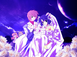 Anime couple purple sky stars - a purple sky free wallpaper