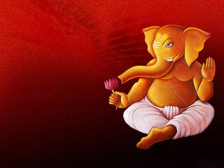 Ganesha red background flower hand - divine free wallpaper