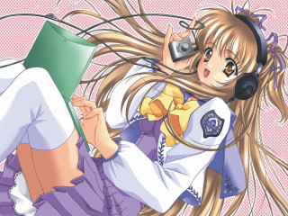 Girl headphones book manga portrait - music free wallpaper