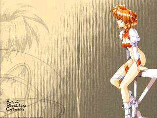 Girl redbow white shirt orange - her body free wallpaper for desktop