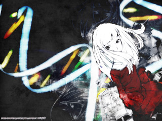 Girl red dress white hair - analytical art free wallpaper for desktop