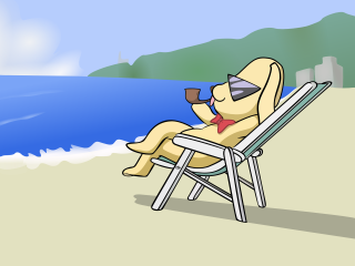 Cartoon dog beach ocean sunny - a cartoon dog free wallpaper