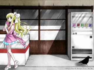 Girl pinkdress refrigerator bird aliceprin - a drawing of a girl free wallpaper