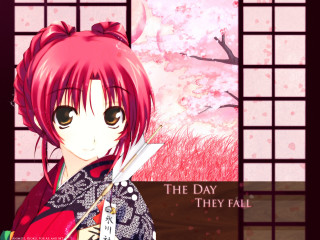 Girl bow knife cherryblossoms kimono - visual free wallpaper for desktop
