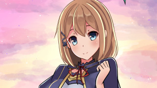 Anime blonde blue eyes pink - a pink umbrella free wallpaper