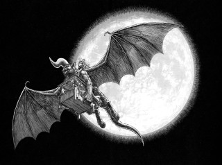 Demon flying full moon demon - a drawing of a demon free wallpaper