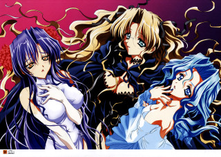 Anime girls blue eyes long 5 - three anime character free wallpaper