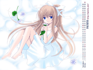 Girl long hair flower cloud - a cloud background free wallpaper