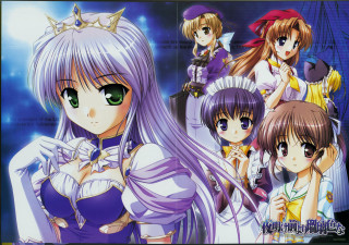 Anime girls long hair white 2 - a detailed drawing free wallpaper for desktop