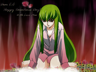 Green hair girl valentine anime - a pink shirt free wallpaper for desktop
