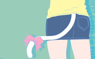 Yellow shirt cat tail bow - blue shorts free wallpaper for desktop