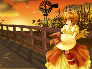 Girl yellow dress fan windmill - a yellow dress free wallpaper