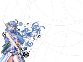 Elf sword woman blue hair - swirl free wallpaper for desktop