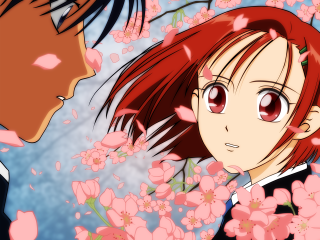 Man woman flower petals anime 2 - a man and a woman free wallpaper