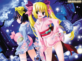 Anime girls pink kimono snow - a pink dress free wallpaper for desktop