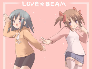 Anime girls dancing love beam - upper free wallpaper for desktop