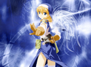 Anime angel sword blonde wings - white swirl free wallpaper