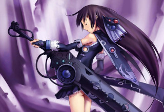 Anime girl scissor purple background - a anime girl free wallpaper for desktop