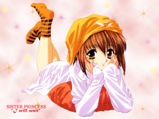 Girl yellow hat orange socks - her stomach free wallpaper