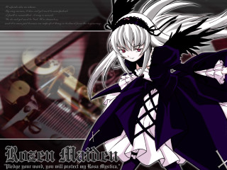 Anime whitehair purpledress gun gothic - black shoe free wallpaper