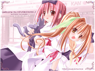 Pink haired anime girls cat - the other holding free wallpaper