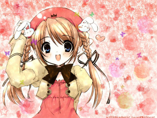 Girl bow flower hearts manga - flower and hearts free wallpaper