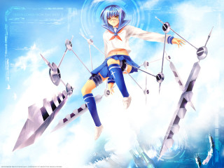Anime flying skis poles blue - a blue outfit free wallpaper