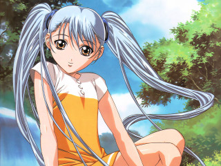 Girl long hair wind nature - yukito kishiro free wallpaper