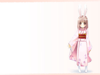 Pink kimono rabbit ears anime - a pink dress free wallpaper for desktop