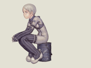 Sots art person sitting bucket - a bucket free wallpaper