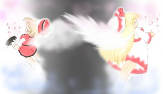 Dancing girls anime smoke dress - two cartoon character free wallpaper for desktop