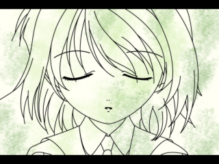 Girl closedeyes tie greenbackground whitepocket - a white spot free wallpaper