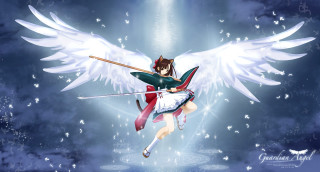 Angel wings sword flying halo - the air free wallpaper