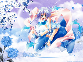 Anime girl snow surfboard flower - a anime girl free wallpaper for desktop