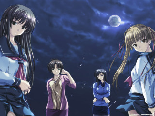 Anime girls fullmoon blue shirts - a blue shirt free wallpaper