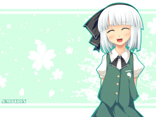 White hair green dress cheerful - a black hat free wallpaper