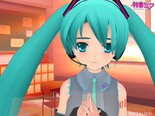 Blue haired girl vocaloid room - global illumination free wallpaper for desktop