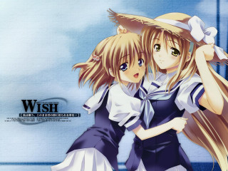 Anime girls hug hats long - lostfish free wallpaper for desktop